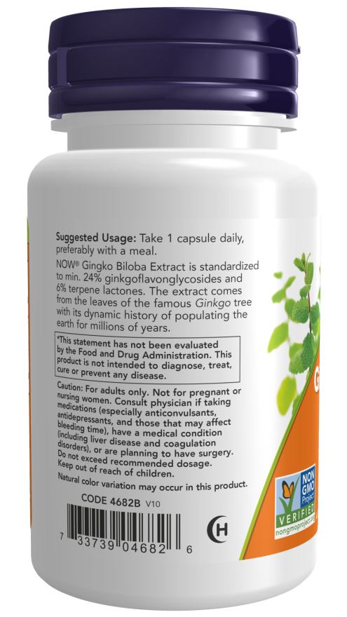 NOW Foods - Ginkgo Biloba cu Dublă Putere, 120mg - 50 capsule - Billede 3