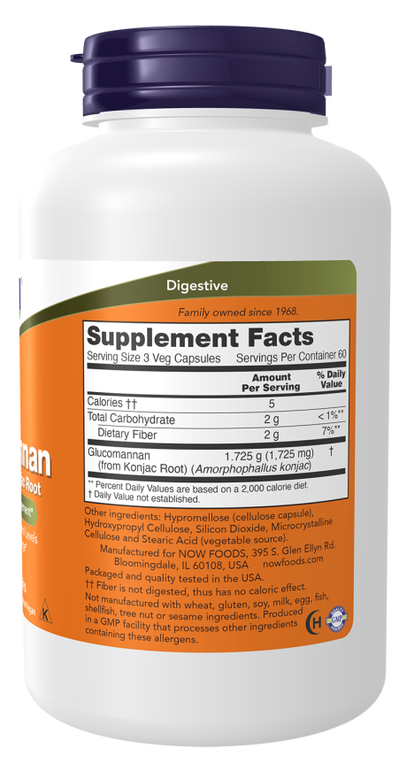 NOW Foods - Glucomannan din Rădăcina de Konjac, 575mg - 180 capsule - Billede 2