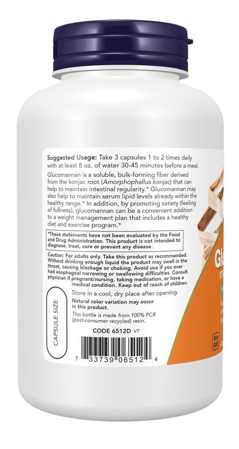 NOW Foods - Glucomannan din Rădăcina de Konjac, 575mg - 180 capsule - Billede 3