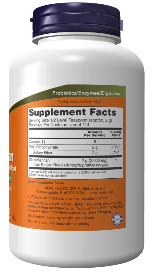 NOW Foods - Glucomannan din Rădăcina de Konjac, Pudră Pură - 227g - Billede 2