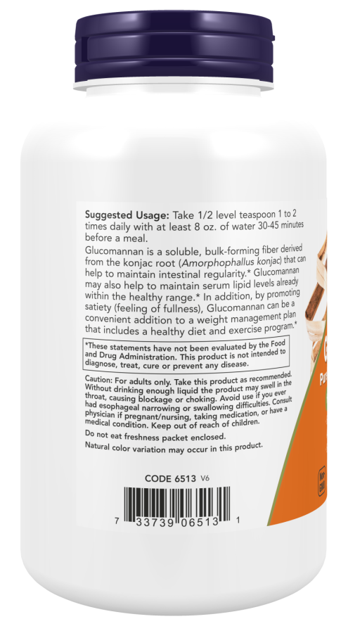 NOW Foods - Glucomannan din Rădăcina de Konjac, Pudră Pură - 227g - Billede 3