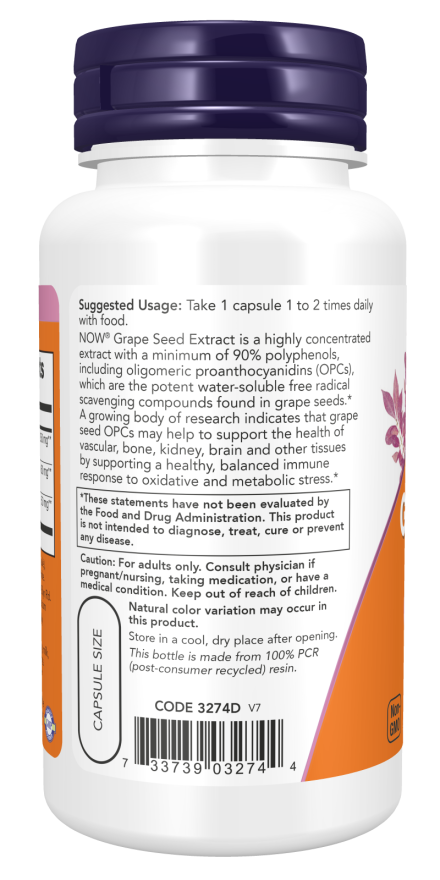 NOW Foods - Extract de Sâmburi de Struguri, 250mg Extra Putere - 90 capsule - Billede 3