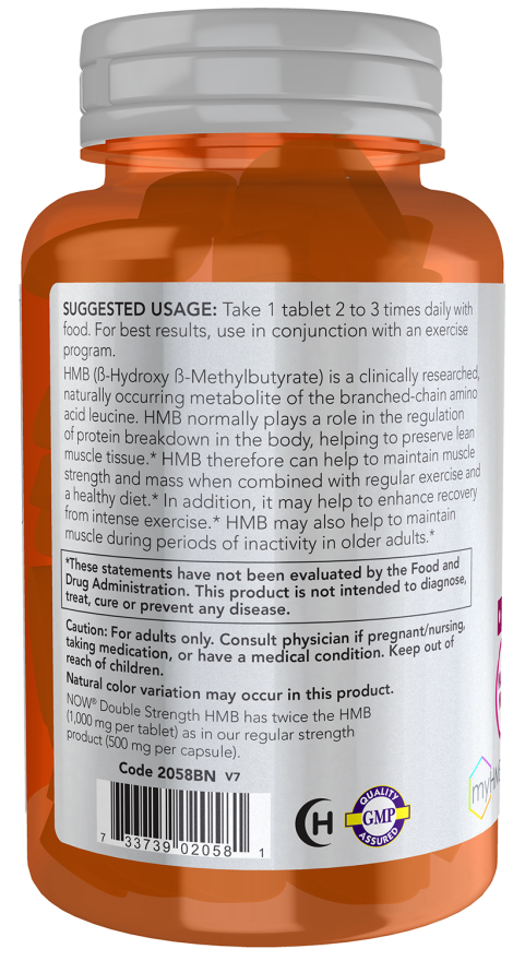 NOW Foods - HMB, 1000mg, 90 tablete - Billede 3