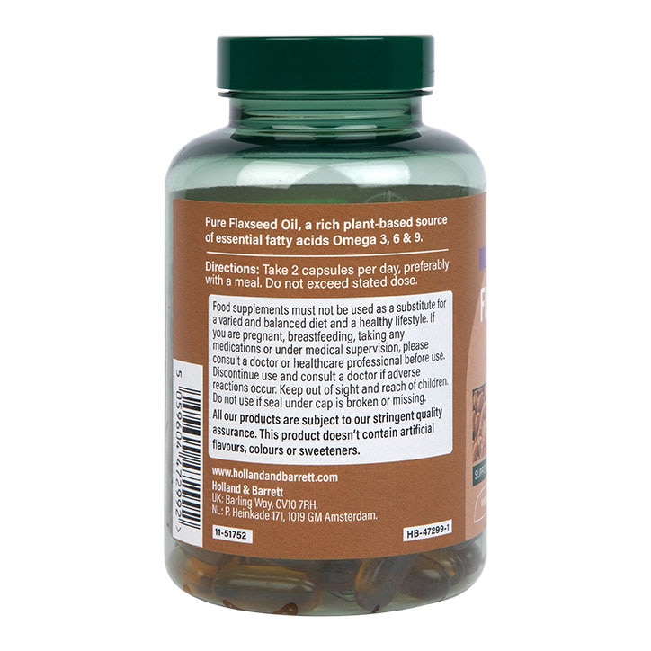 Holland & Barrett - Ulei de in presat la rece, înaltă concentrație, 2000mg - 120 capsule - Billede 3