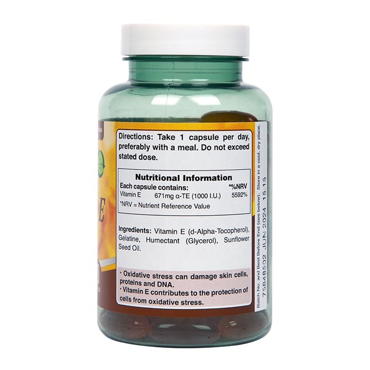 Holland & Barrett - Vitamina E Naturală, 1000 UI - 90 capsule - Billede 3