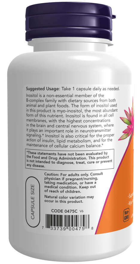 NOW Foods - Inositol 500 mg, 100 capsule - Billede 3