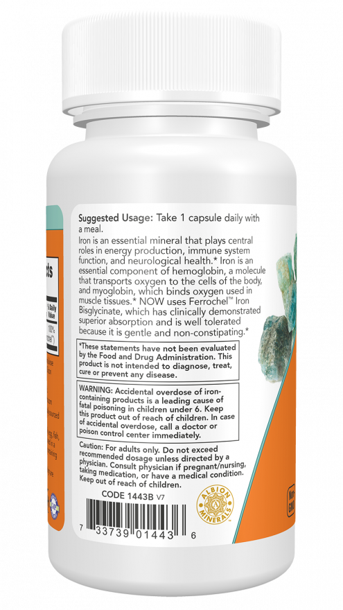 NOW Foods - Fier, 18 mg - 120 capsule - Billede 3