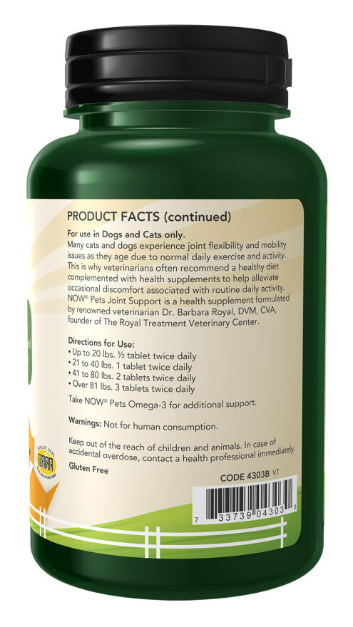 NOW Foods - Suport Articular pentru Animale de Companie, 90 Tablete Masticabile - imagine 2