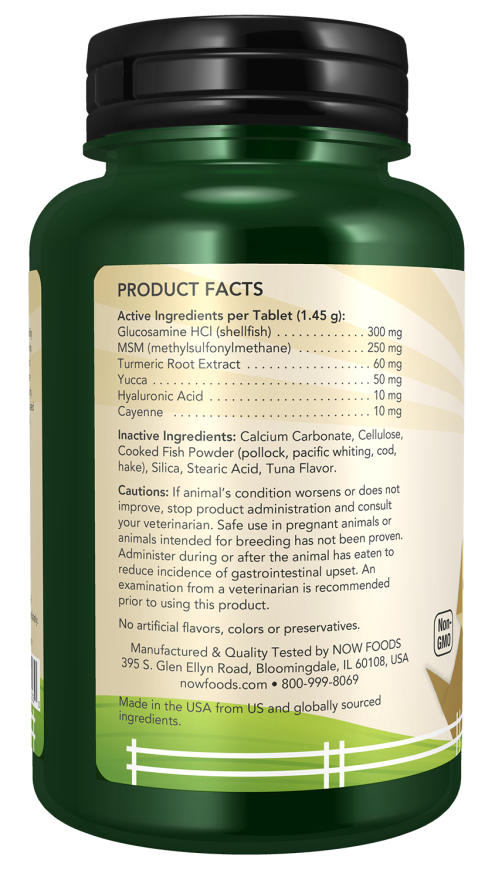 NOW Foods - Suport Articular pentru Animale de Companie, 90 Tablete Masticabile - imagine 3