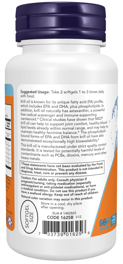 NOW Foods - Ulei de Krill, 500 mg - 60 capsule moi - Billede 3