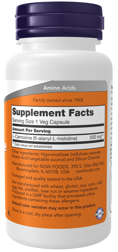 NOW Foods - L-Carnosină, 500 mg - 50 capsule - Billede 2