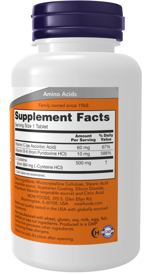 NOW Foods - L-Cisteină, 500 mg - 100 tablete - imagine 2