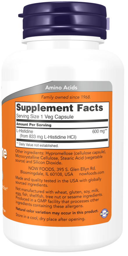 NOW Foods - L-Histidină 600mg, 60 capsule - Billede 2