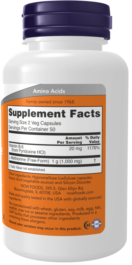 NOW Foods - L-Metionină, 500 mg - 100 capsule