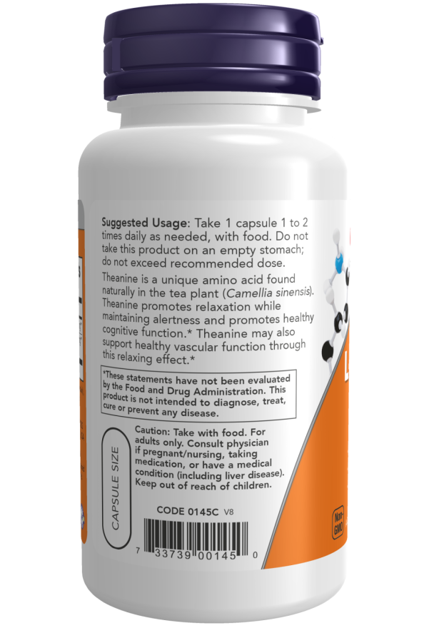 NOW Foods - L-Theanina cu ceai verde fără cofeină, 100 mg - 90 capsule - Billede 3