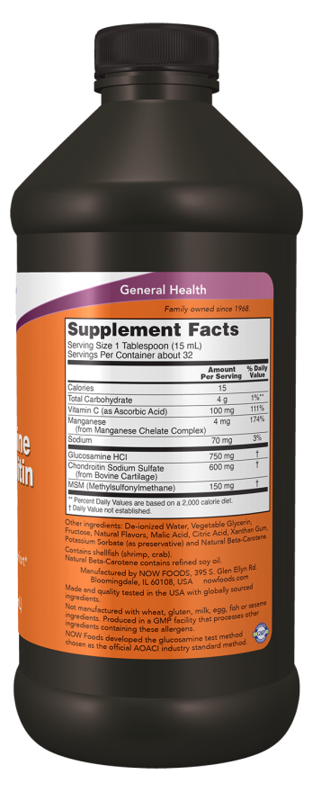 NOW Foods - Glucozamină și Condroitină cu MSM Lichid - 473 ml - Billede 2