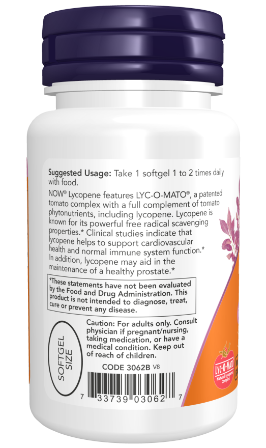 NOW Foods - Lycopene 20mg, 50 capsule moi - Billede 3