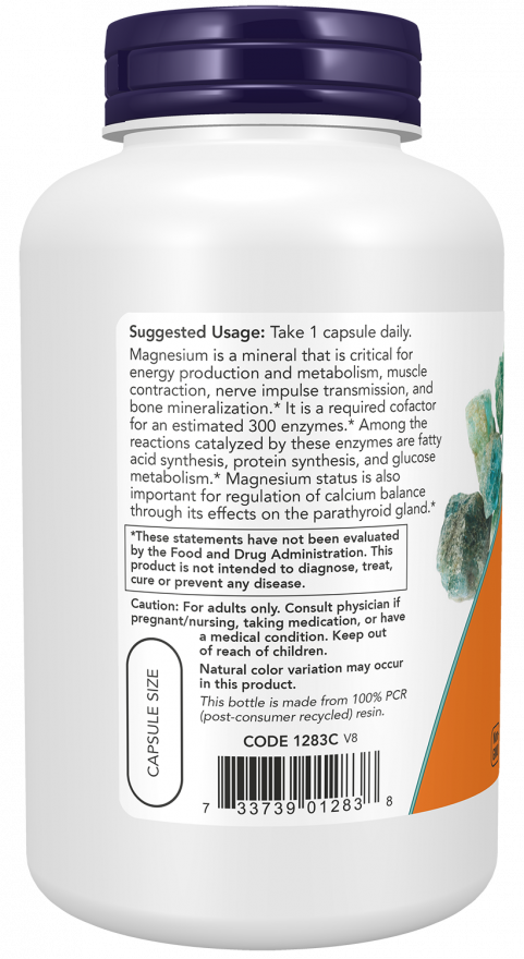 NOW Foods - Magneziu, 400mg - 180 capsule - Billede 3