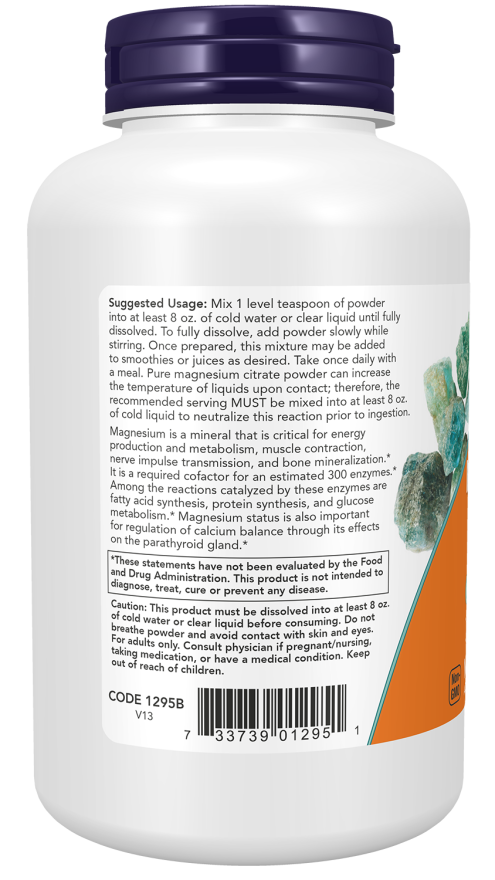 NOW Foods - Citrat de Magneziu, Pudră Fină - 227g - Billede 3