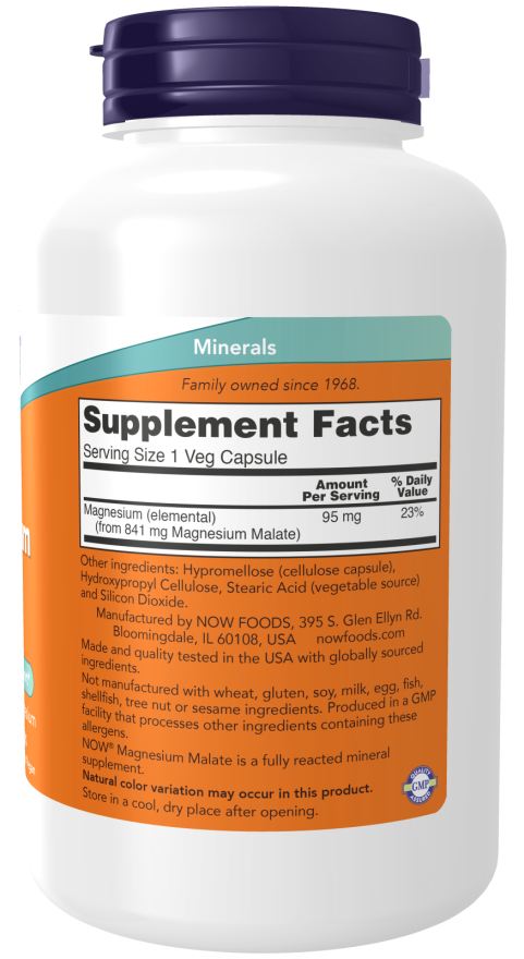 NOW Foods - Capsule de Malat de Magneziu, 180 buc - Billede 2