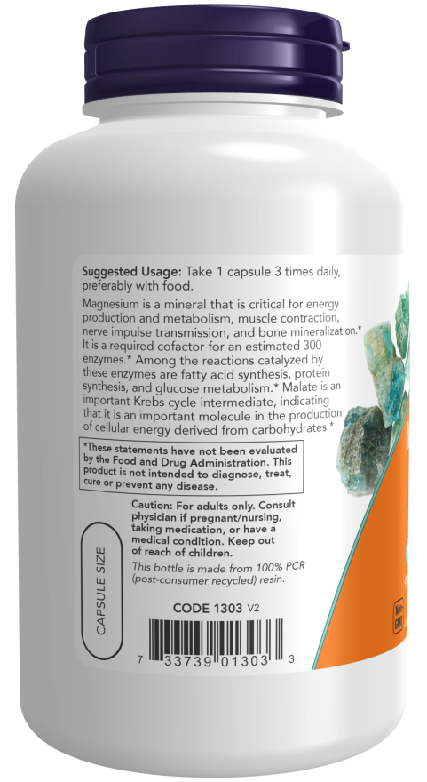 NOW Foods - Capsule de Malat de Magneziu, 180 buc - Billede 3