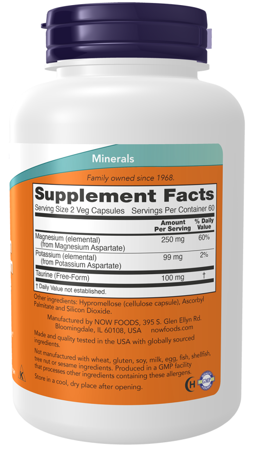 NOW Foods - Aspartat de Magneziu și Potasiu cu Taurină - 120 capsule - Billede 2