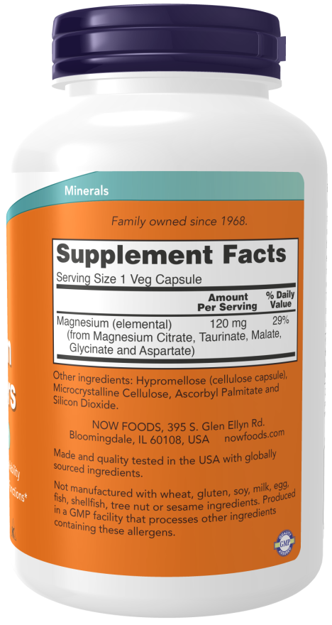 NOW Foods - Transportori de Magneziu, 180 capsule - Billede 2