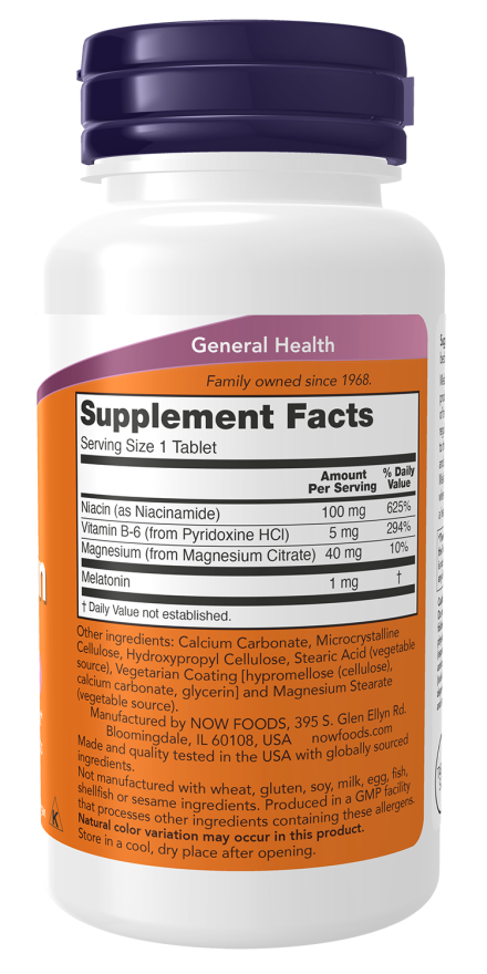NOW Foods - Melatonină, 1mg - 100 tablete - Billede 2