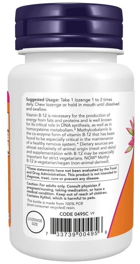 NOW Foods - Methyl B-12, 1000 mcg, 100 tablete sugetabile - Billede 3
