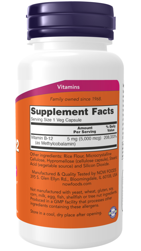NOW Foods - Methyl B-12, 5000 mcg, 90 capsule - Billede 2