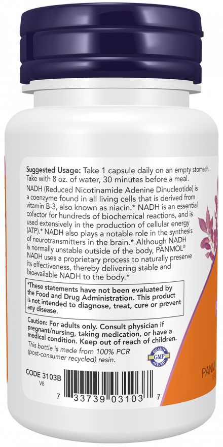 NOW Foods - NADH 10 mg, 60 capsule - Billede 3