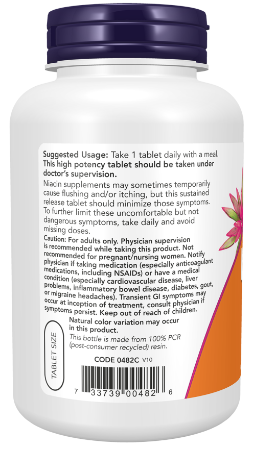 NOW Foods - Niacină, 500 mg - 250 tablete - Billede 3