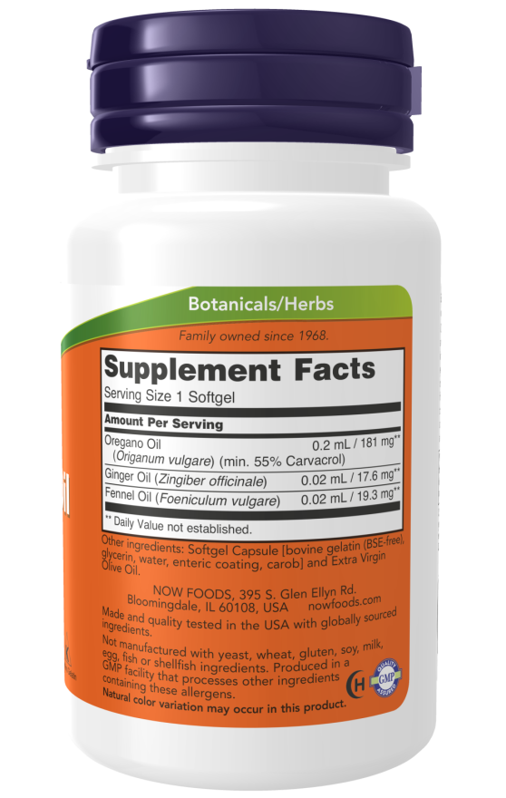 NOW Foods - Ulei de oregano, capsule enterosolubile - 90 capsule moi - Billede 2