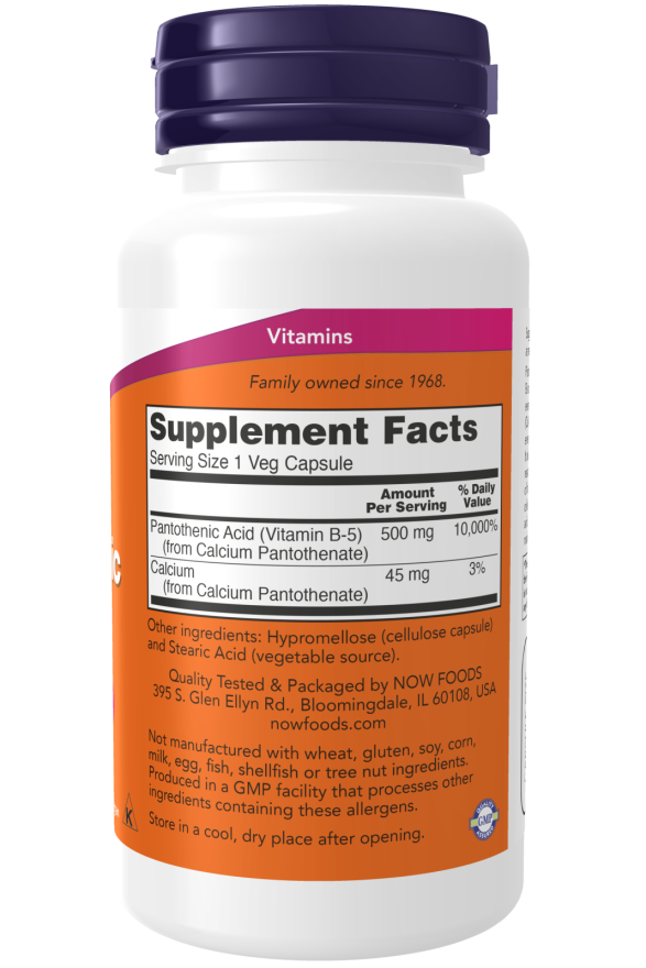 NOW Foods - Acid Pantotenic, 500 mg - 250 capsule - Billede 2
