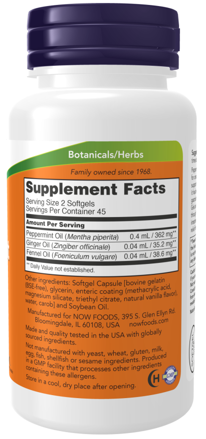NOW Foods - Capsule moi cu ulei de mentă, 90 bucți