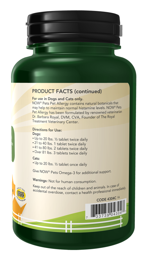 NOW Foods - Alergii la animalele de companie, 75 tablete masticabile - imagine 2