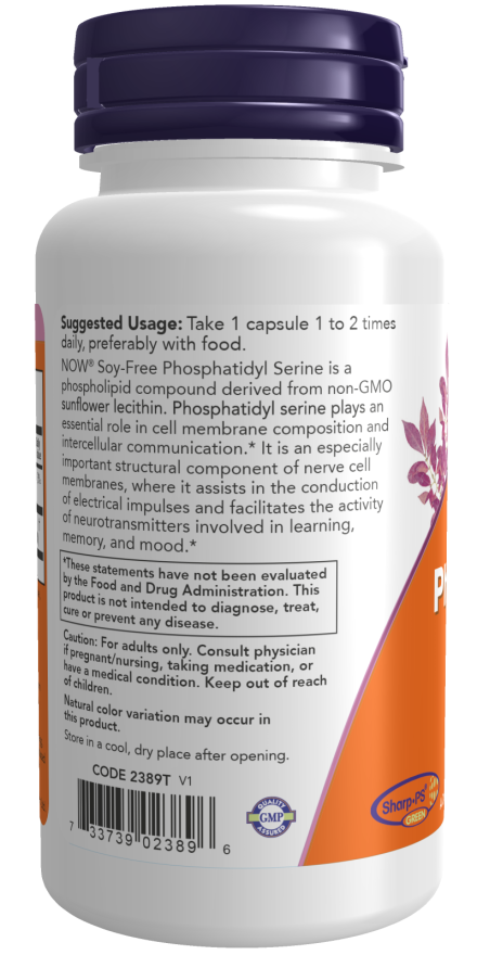 NOW Foods - Fosfatidilserină fără soia, 150 mg - 60 capsule - Billede 3