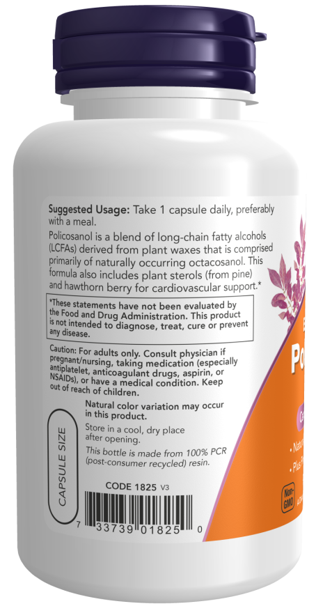 NOW Foods - Policosanol, Extra Putere 40mg - 90 capsule - Billede 3