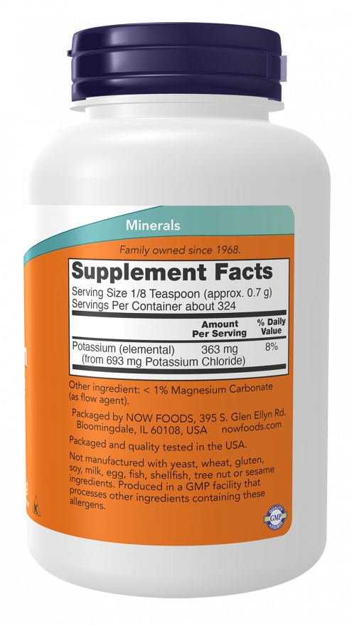 NOW Foods - Pudră de clorură de potasiu - 227g - Billede 2