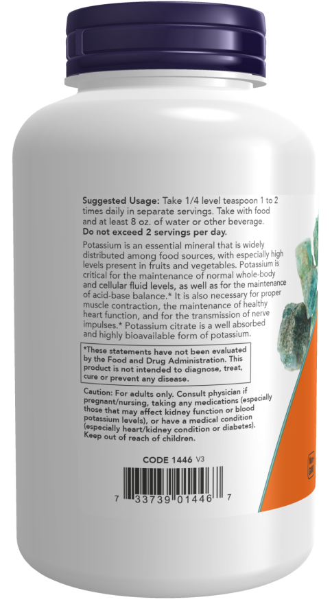 NOW Foods - Citrat de Potasiu, Pudră Pură - 340g - Billede 3