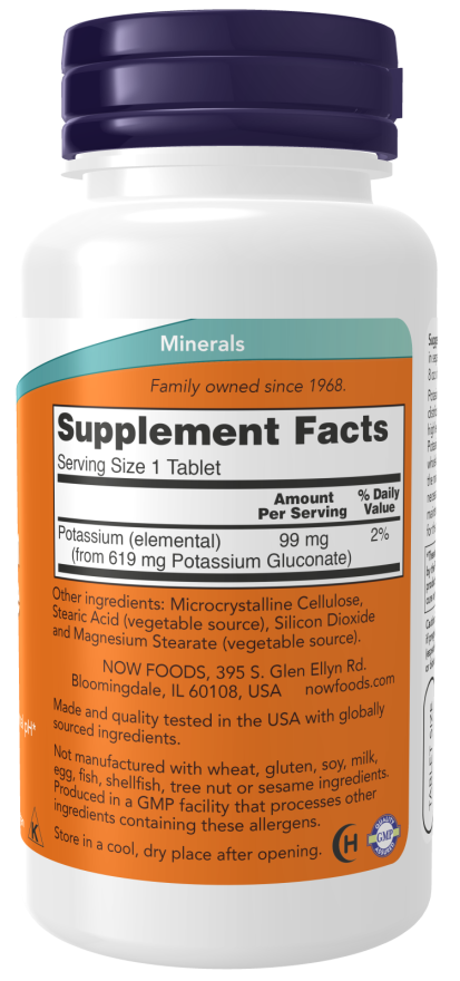 NOW Foods - Gluconat de Potasiu, 99 mg - 250 tablete - Billede 2