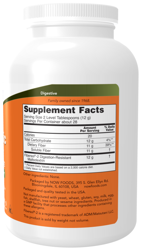 NOW Foods - Fibră Prebiotică cu Fibersol-2, 340g - Billede 2