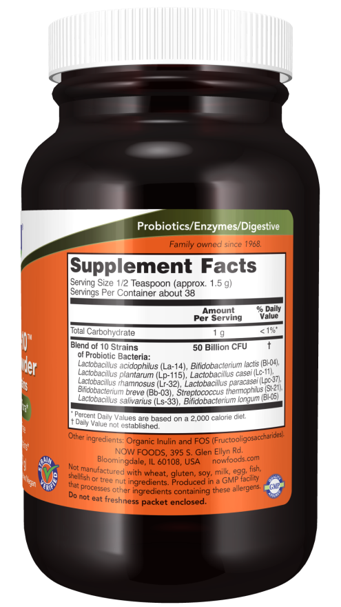 NOW Foods - Probiotic-10, 50 de miliarde, pulbere - 57g - Billede 2