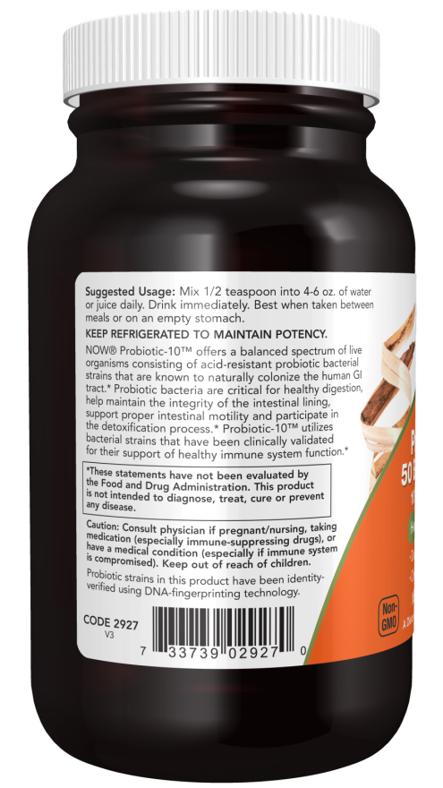 NOW Foods - Probiotic-10, 50 de miliarde, pulbere - 57g - Billede 3