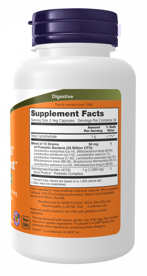 NOW Foods - Probiotic-10 & Bifido Boost, 90 capsule - Billede 2