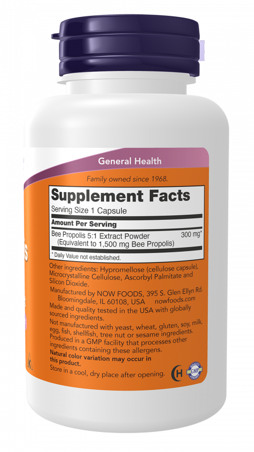 NOW Foods - Extract de Propolis 5:1, 1500mg - 100 capsule - Billede 2