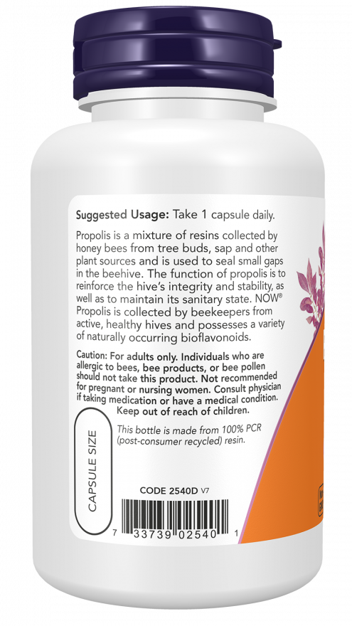 NOW Foods - Extract de Propolis 5:1, 1500mg - 100 capsule - Billede 3