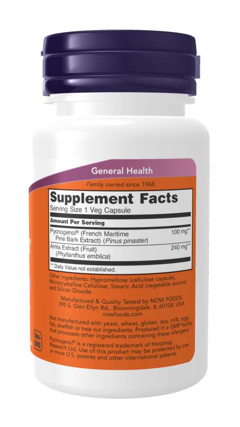 NOW Foods - Pycnogenol, 100 mg, 60 capsule - imagine 2