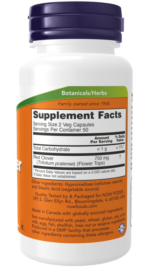 NOW Foods - Trifoi Roșu, 375mg - 100 capsule - Billede 2
