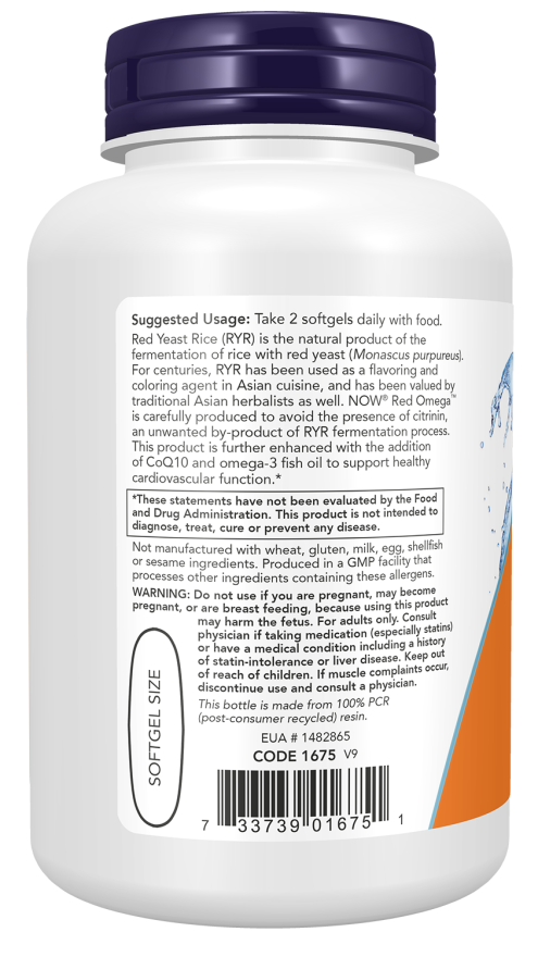 NOW Foods - Omega Roșu din Orez Roșu Fermentat, 90 capsule moi - Billede 3